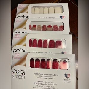 Color Street Red Glitter & Rose Gold Nail Polish Strips- Lot of 4